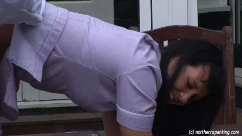 Doctor Ensures Full Lesson on Garden Table Spanking